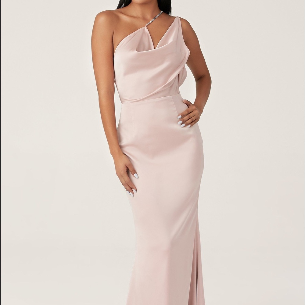 NWT Meshki Lena One Shoulder Drape Gown